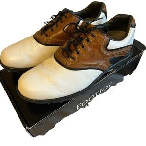 FootJoy 54024 Contour Series Men’s Golf Shoes Size 10 Leather Brown White